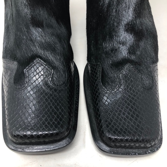 New Aquatalia Leather Calf Hair Snakeskin Boots - Picture 5 of 10